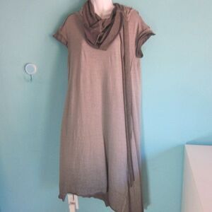 Studio B3 Womens Size 40 / M Gray Cotton Avant Garde Midi Cowlneck Long Dress